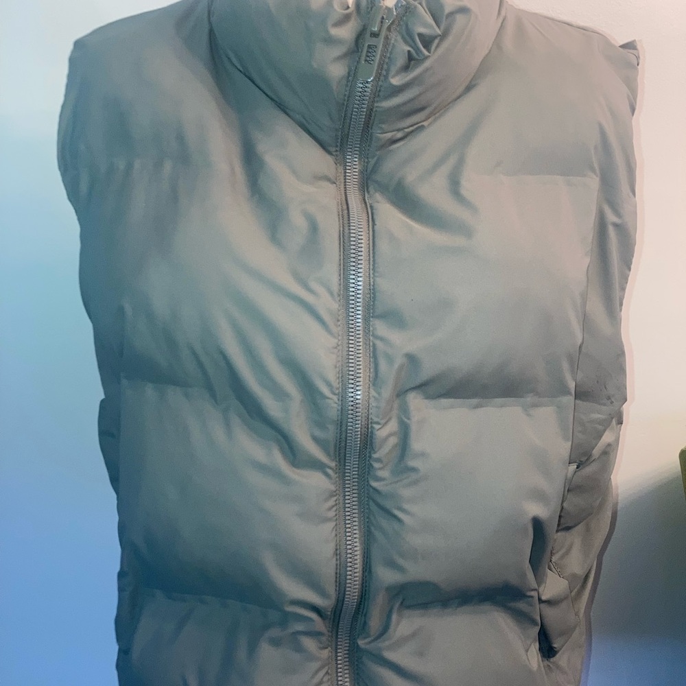 Zara Green Quilted Vest with High Collar
